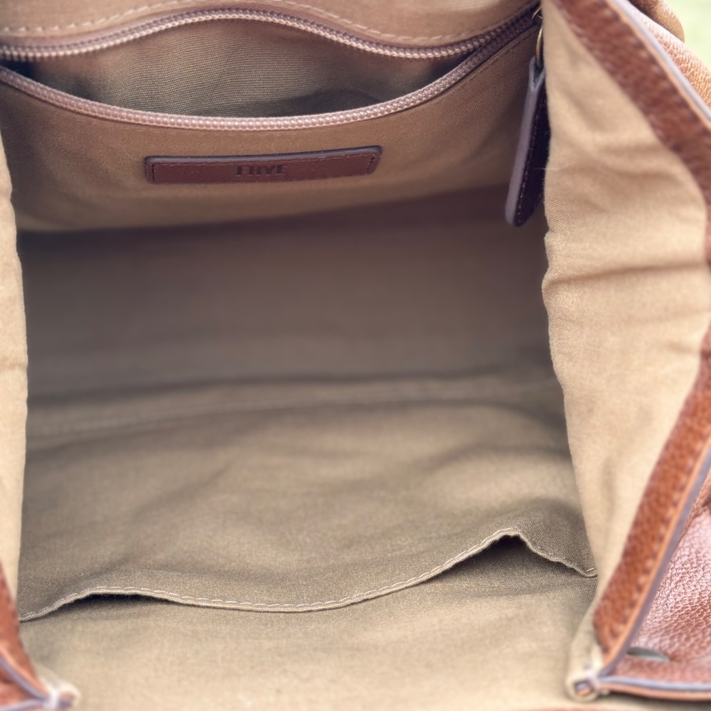 FRYE AND CO. Tan Leather Top-Handle Shoulder Bag with Buckle - Picture 6 of 11